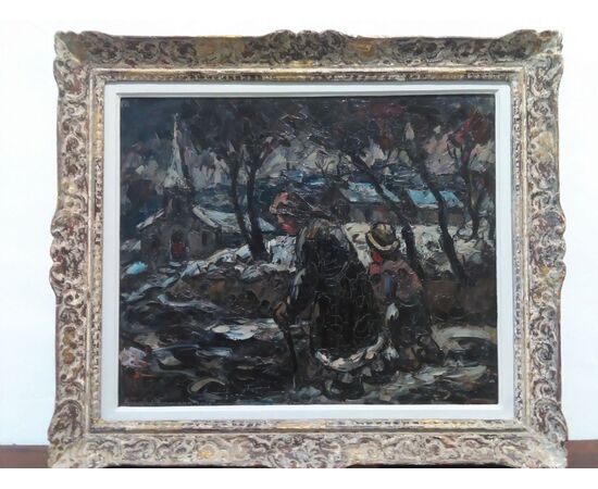 PAESAGGIO INNEVATO  CON PERSONAGGI