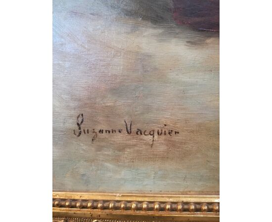 Painting with signed flowers