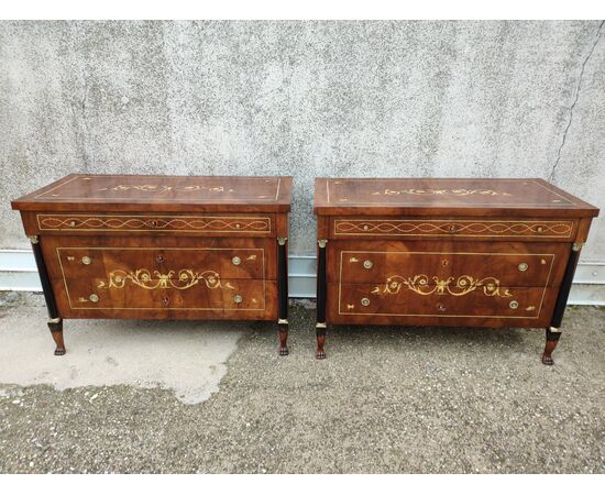 Pair of inlaid chests of drawers