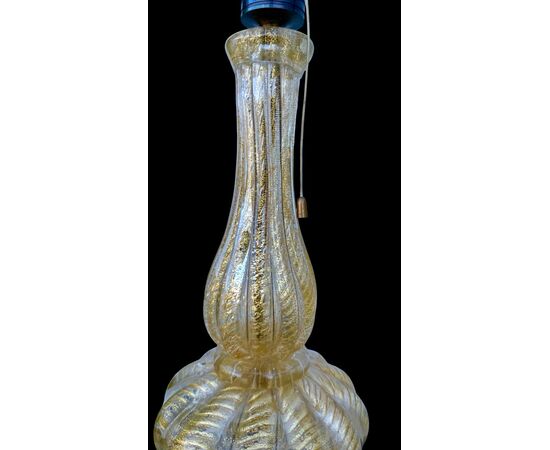 Lampada  in vetro ‘cordonato oro’. Barovier & Toso. Murano.