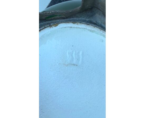 Vaso giardiniera in ceramica barbottina con decoro floreale.Francia.