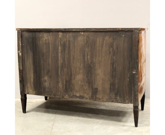 Antico cassettone comò Luigi XVI in noce intarsiato - Italia epoca '700