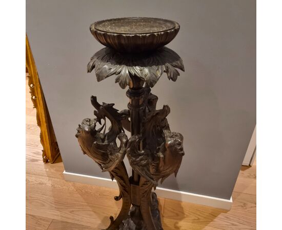 Ebonized Wood Side Table with Dragons: A 19th Century Treasure