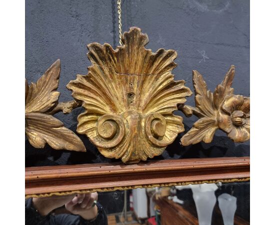 18th-century Louis XVI mirror frame with gilded crest, Venice