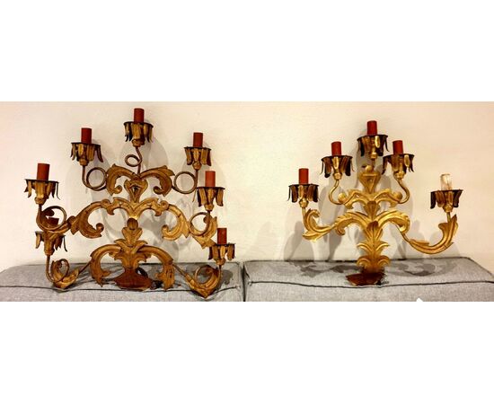 COPPIA DI APPLIQUE DORATO 900