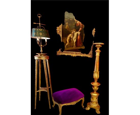 Gilded wooden candlestick