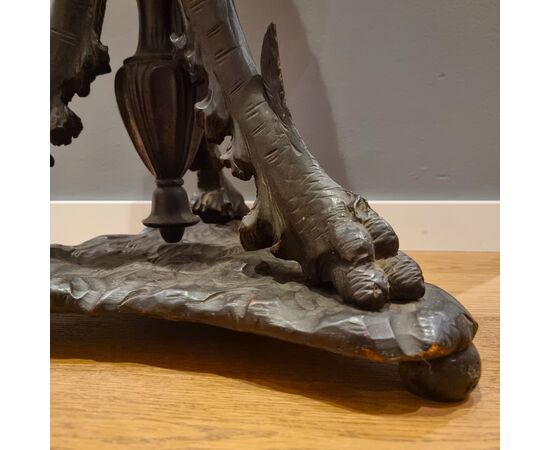 Ebonized Wood Side Table with Dragons: A 19th Century Treasure