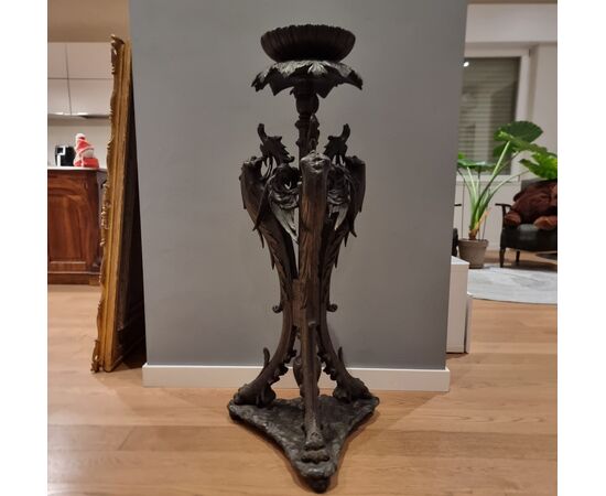 Ebonized Wood Side Table with Dragons: A 19th Century Treasure