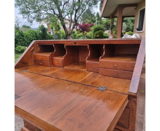 18th century English walnut and elm burl fall front desk