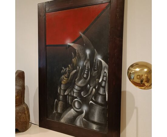 Pittura Brutalista anni '60/70 su tela : arte moderna