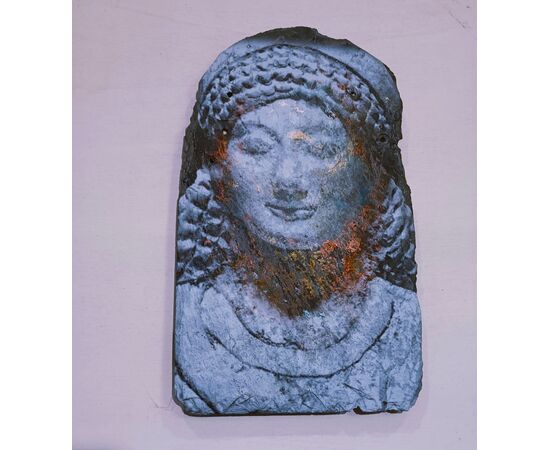 Olio su ardesia volto mitologico greco di Kore -Alessandro La Motta