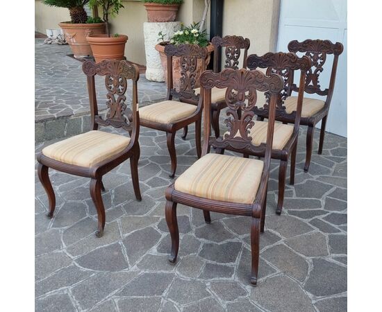 SET COMPLETO DI 6 SEDIE IN NOCE DELL’800