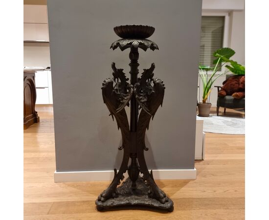 Ebonized Wood Side Table with Dragons: A 19th Century Treasure