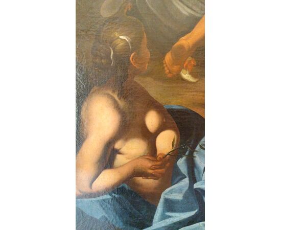 Fine 17th-century oil on canvas. Country scene with musicians – school of Francesco Guarini (1611-1654)