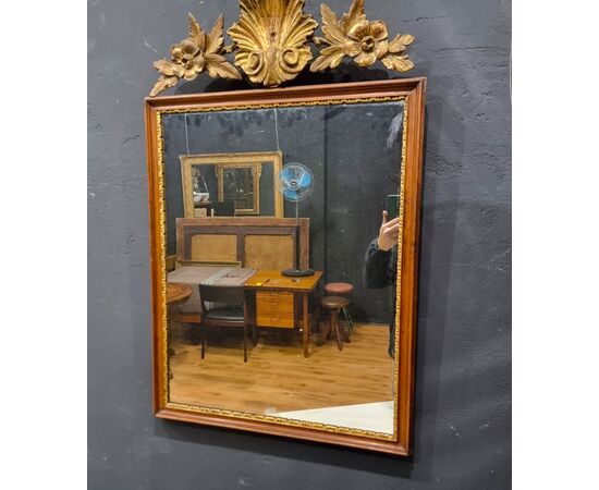 18th-century Louis XVI mirror frame with gilded crest, Venice