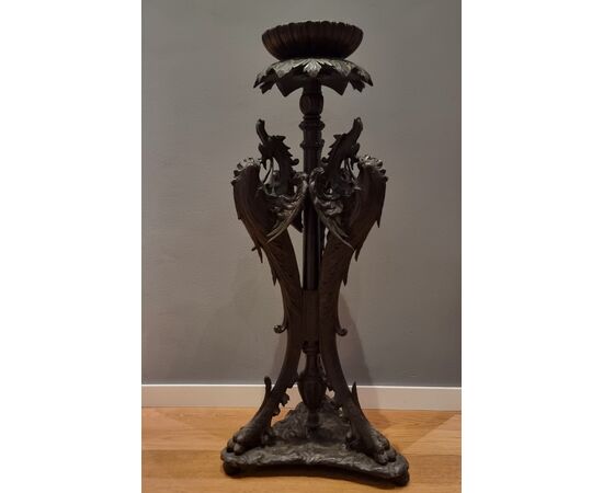 Ebonized Wood Side Table with Dragons: A 19th Century Treasure