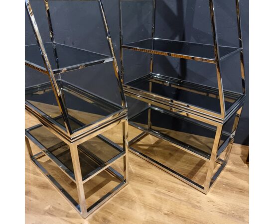 Elegant Vintage Chrome Steel Etagere: Style and Functionality