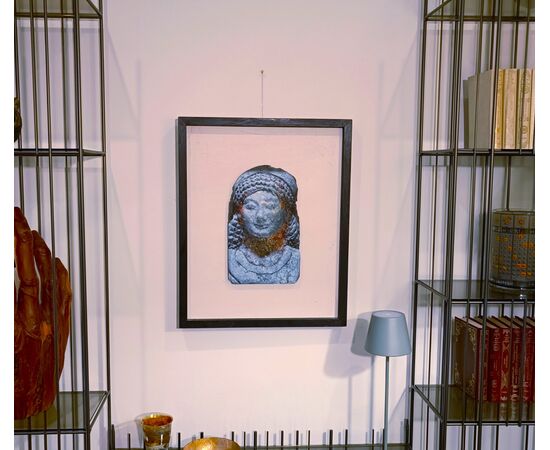 Olio su ardesia volto mitologico greco di Kore -Alessandro La Motta