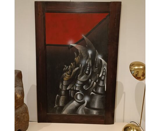 Pittura Brutalista anni '60/70 su tela : arte moderna