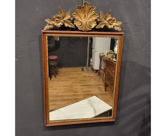 18th-century Louis XVI mirror frame with gilded crest, Venice