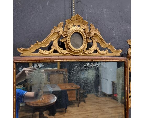 (2) 18th Century Louis XVI Mirror Frame with Gilded Crest, Venice