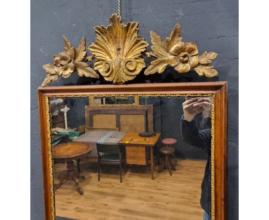 18th-century Louis XVI mirror frame with gilded crest, Venice