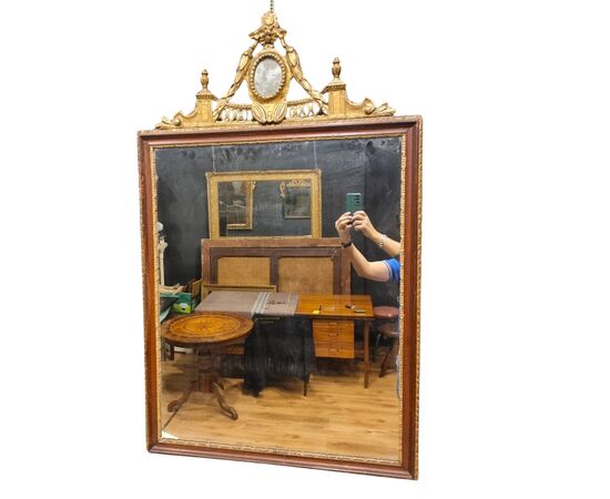 (3) 18th Century Louis XVI Mirror Frame with Gilded Crest, Venice