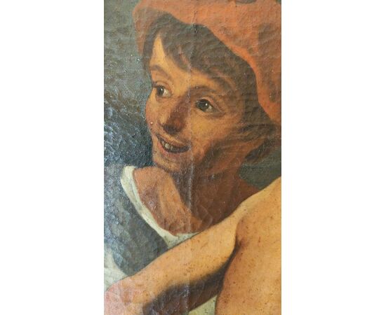 Fine 17th-century oil on canvas. Country scene with musicians – school of Francesco Guarini (1611-1654)