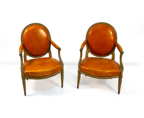 Coppia di poltrone in legno laccato, Georges Jacob, Parigi, fine del XVIII secolo