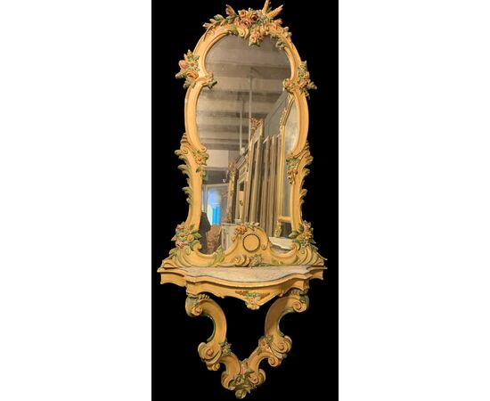 PANC131 - Art Nouveau living room consisting of 6 chairs, 2 armchairs, sofa and console table, 20th century