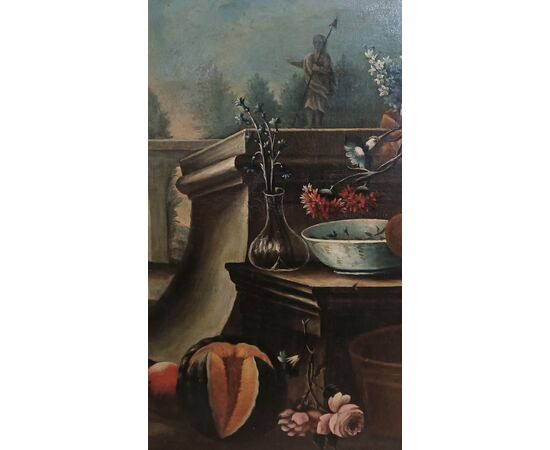 COPPIA DI DIPINTI CON NATURE MORTE FINE XVII SECOLO