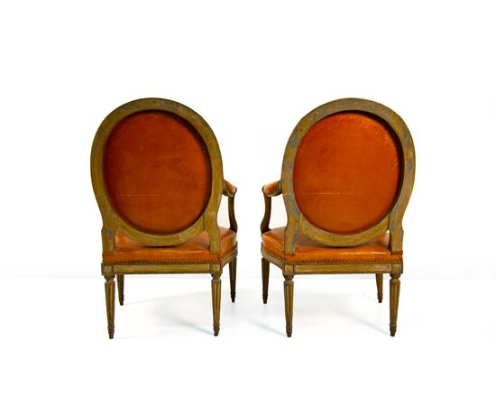 Pair of lacquered wood armchairs, Georges Jacob, Paris, late 18th century