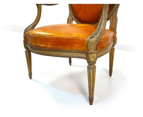 Pair of lacquered wood armchairs, Georges Jacob, Paris, late 18th century