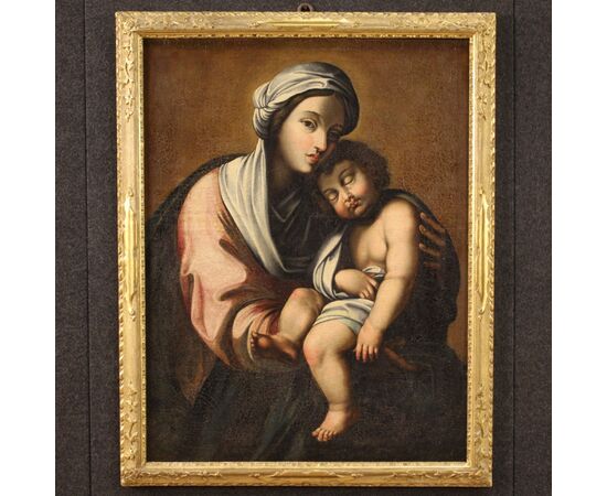 Dipinto italiano Madonna con bambino del XVIII secolo