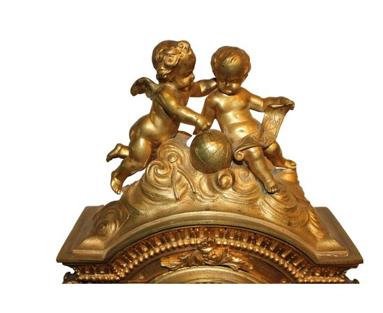 Orologio da tavolo Stile Luigi XIV in Bronzo Dorato - XIX secolo