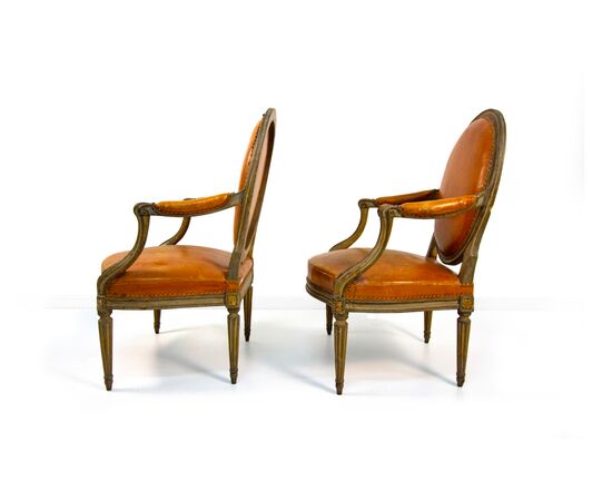 Coppia di poltrone in legno laccato, Georges Jacob, Parigi, fine del XVIII secolo