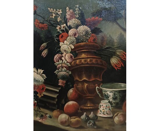 COPPIA DI DIPINTI CON NATURE MORTE FINE XVII SECOLO