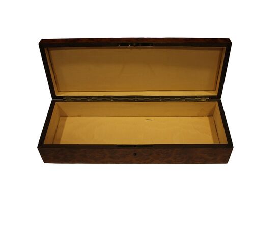 Scatola in radica di olmo intarsiata - XX secolo