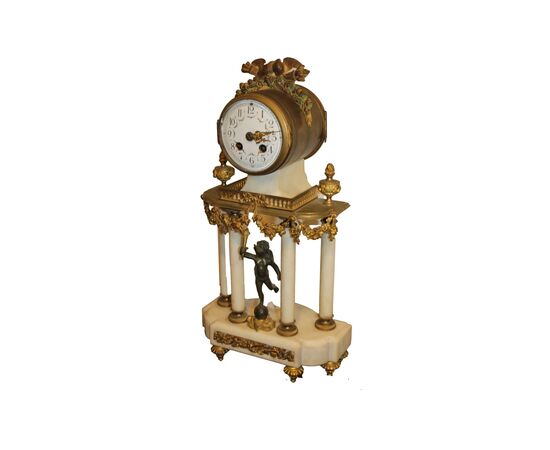 Marble and gilded bronze mantel clock, France, late 19th century