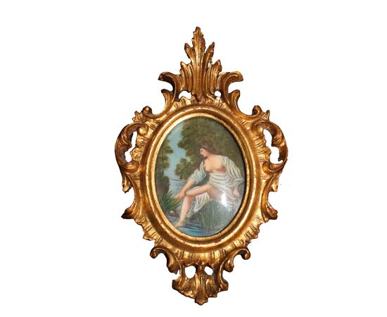 Coppia piccoli quadretti in cornice dorata - XX secolo