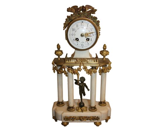Marble and gilded bronze mantel clock, France, late 19th century