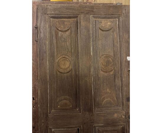 PTS901 - N. 3 Porte in rovere, un battente, epoca '700, mis. cm L 86/90 x H 192/195