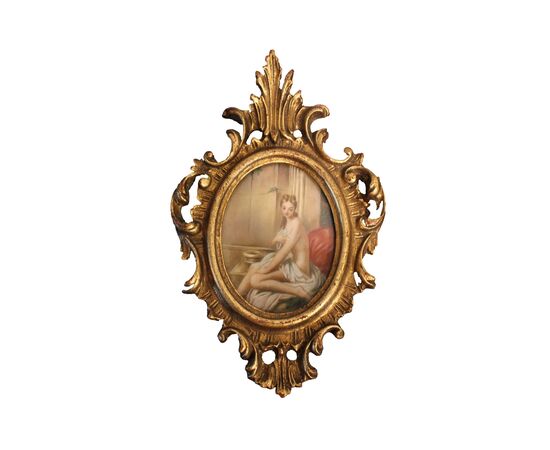 Coppia piccoli quadretti in cornice dorata - XX secolo