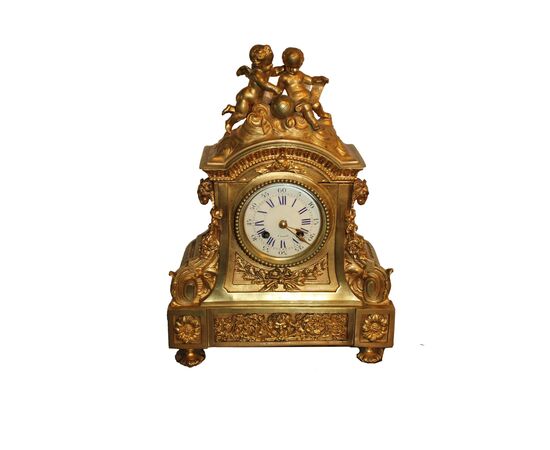 Orologio da tavolo Stile Luigi XIV in Bronzo Dorato - XIX secolo