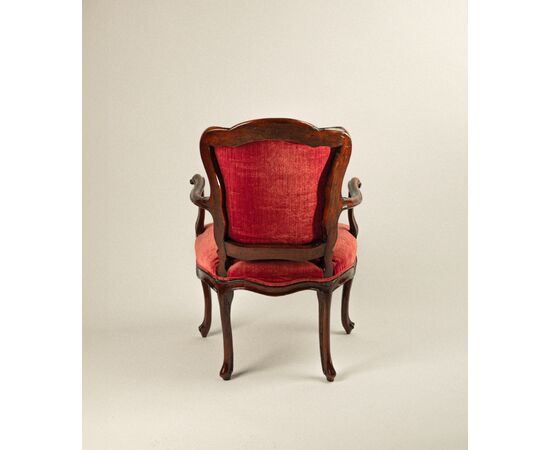 Four walnut armchairs, Venice, mid-18th century