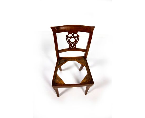 Four walnut chairs, Veneto, first half of the 19th century