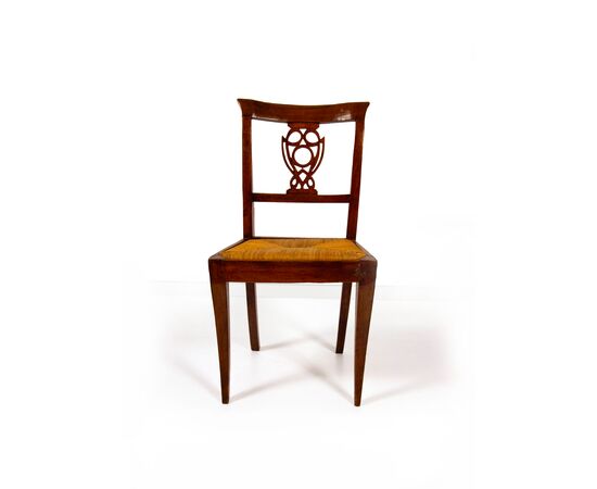 Four walnut chairs, Veneto, first half of the 19th century