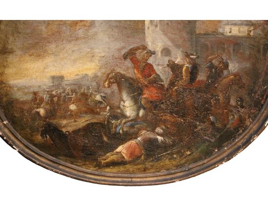 Oil on canvas depicting a battle scene - France - 17th century