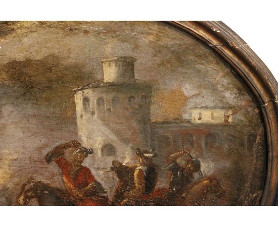 Oil on canvas depicting a battle scene - France - 17th century