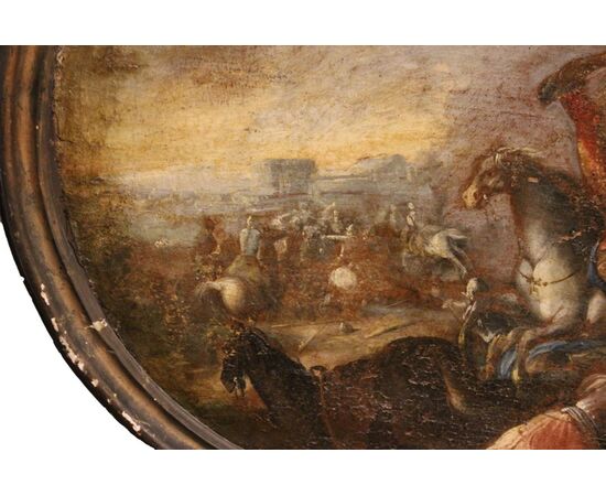 Oil on canvas depicting a battle scene - France - 17th century